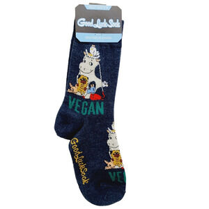 Good Luck Socks Crew Women Boy Vegan Vegetarian Food Rabbit Cow Pig Bird NWT NEW